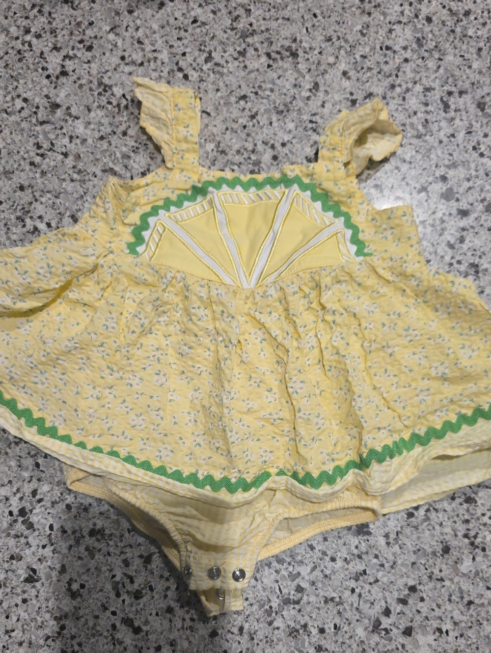 Blueberi Boulevard Yellow and Green Floral Baby Dress